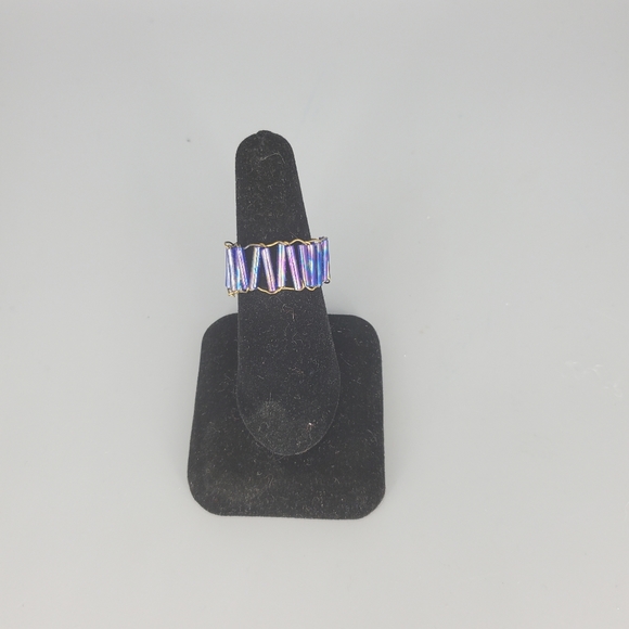 Purple Beaded Handmade Ring - Picture 6 of 9